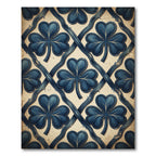 Denim Blue Shamrock Lattice Trellis Rug