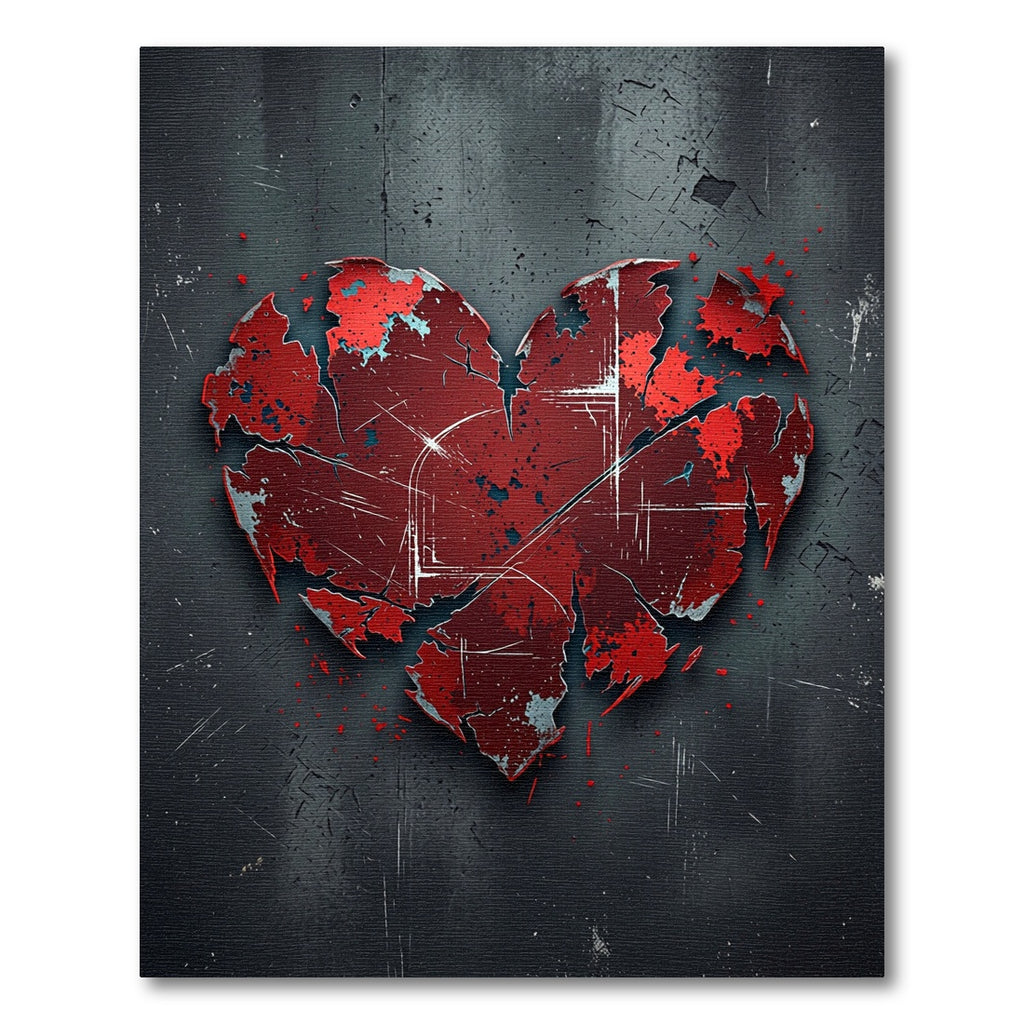 Grit Red Cracked Heart Rug