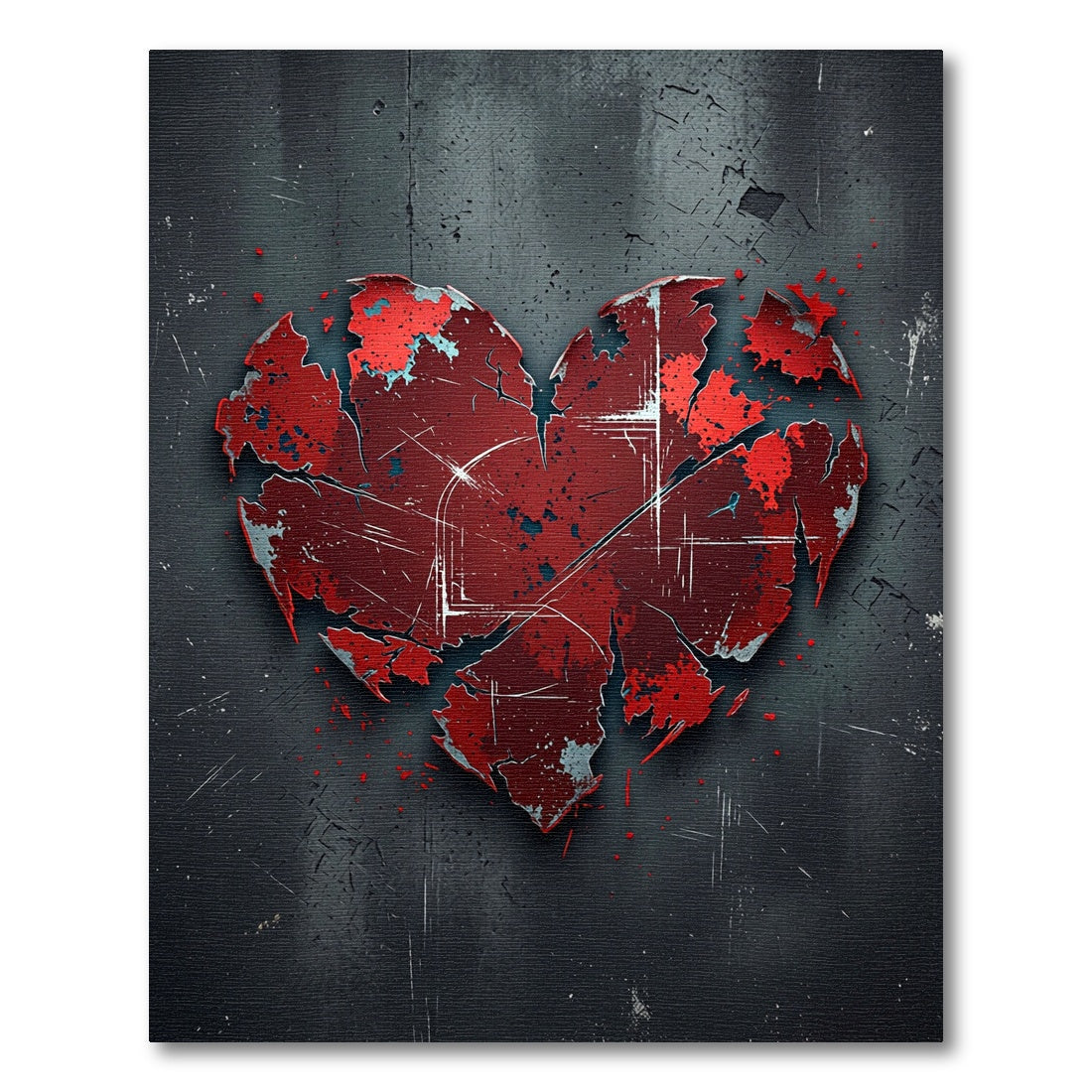 Grit Red Cracked Heart Rug