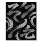 Modern Minimalist Gray Swirling Abstract Strokes Rug