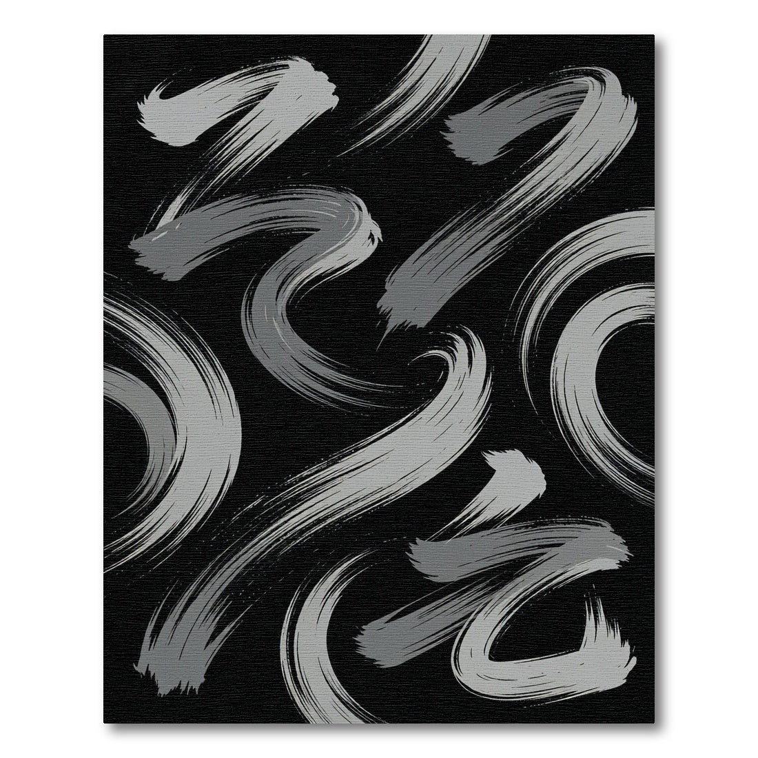 Modern Minimalist Gray Swirling Abstract Strokes Rug