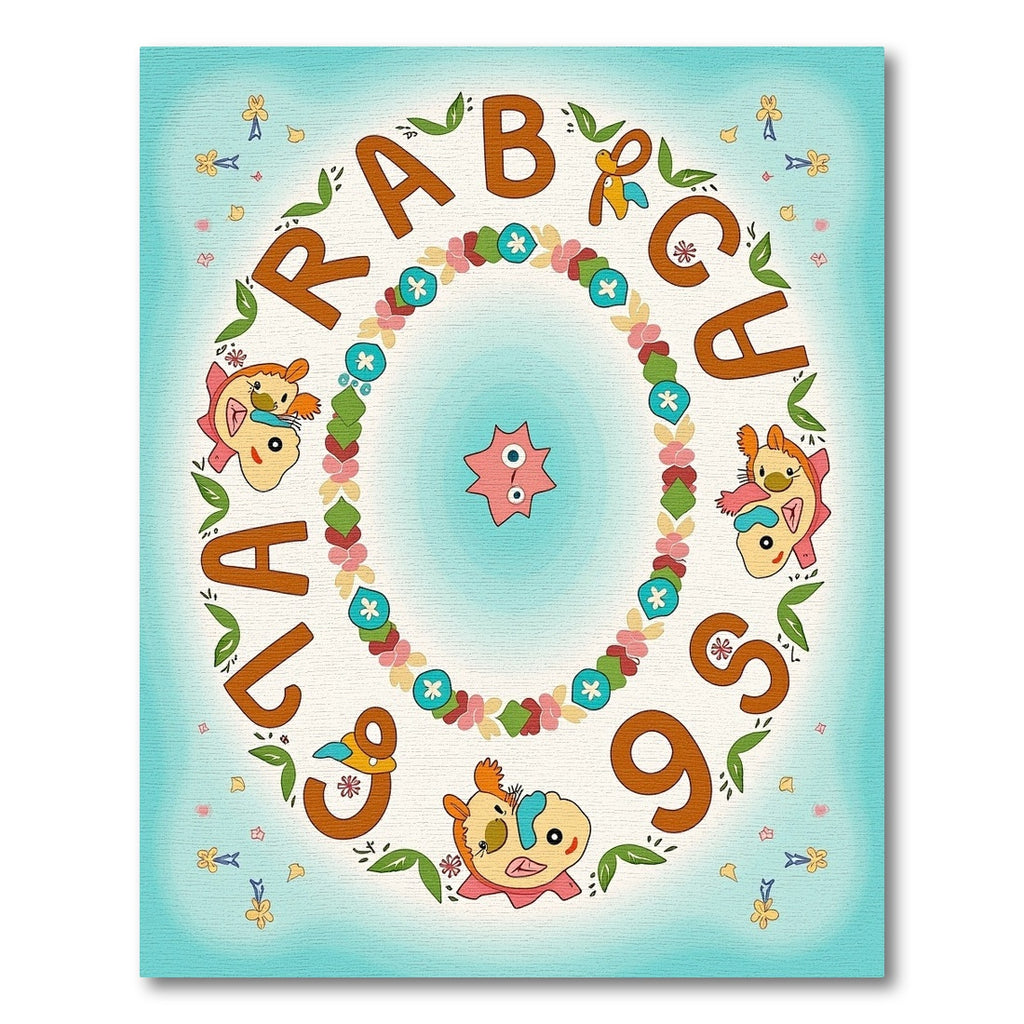 Whimsical Alphabet Animal Garden Medley Rug