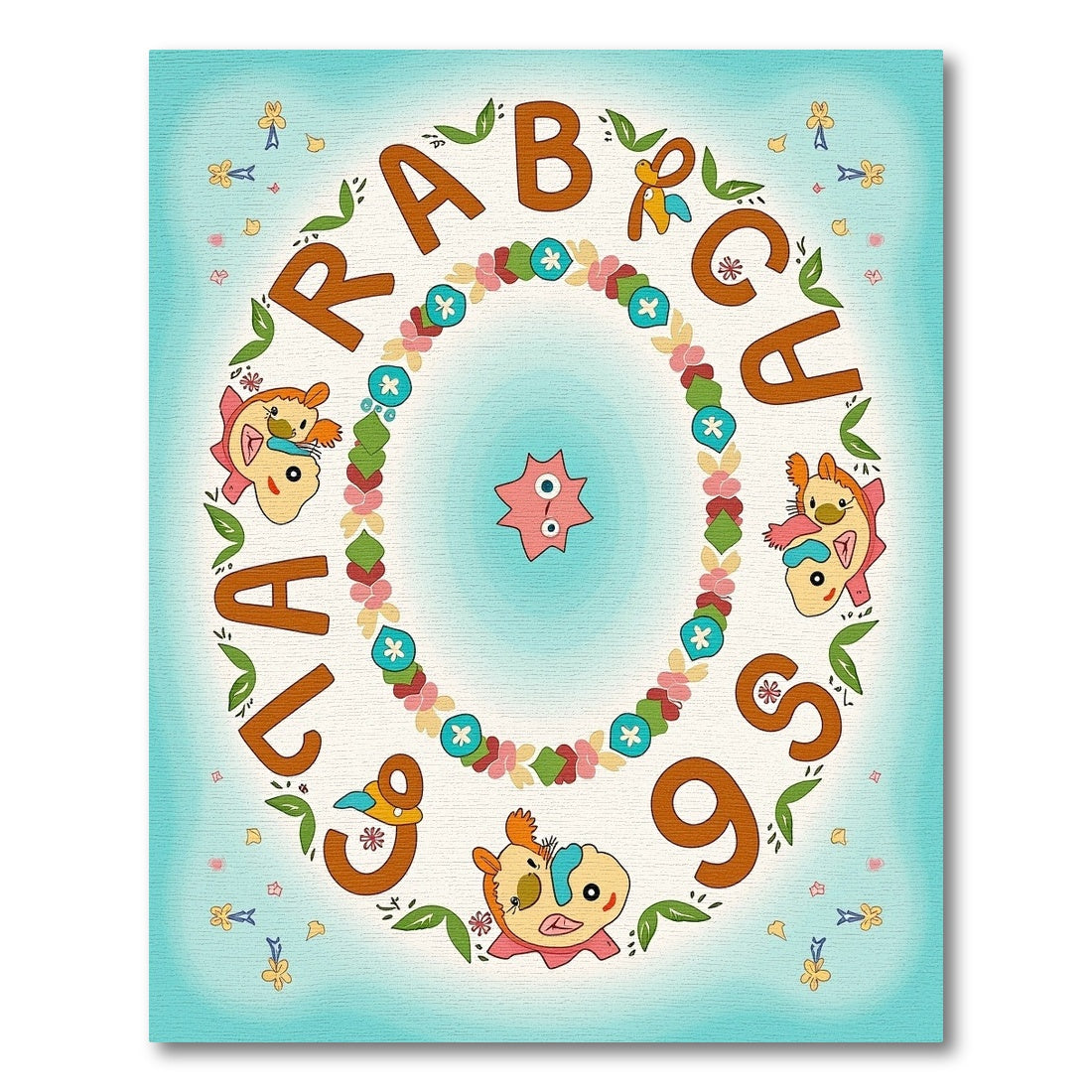 Whimsical Alphabet Animal Garden Medley Rug