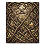 Brown Intertwined Wood Leaf Pattern Rug