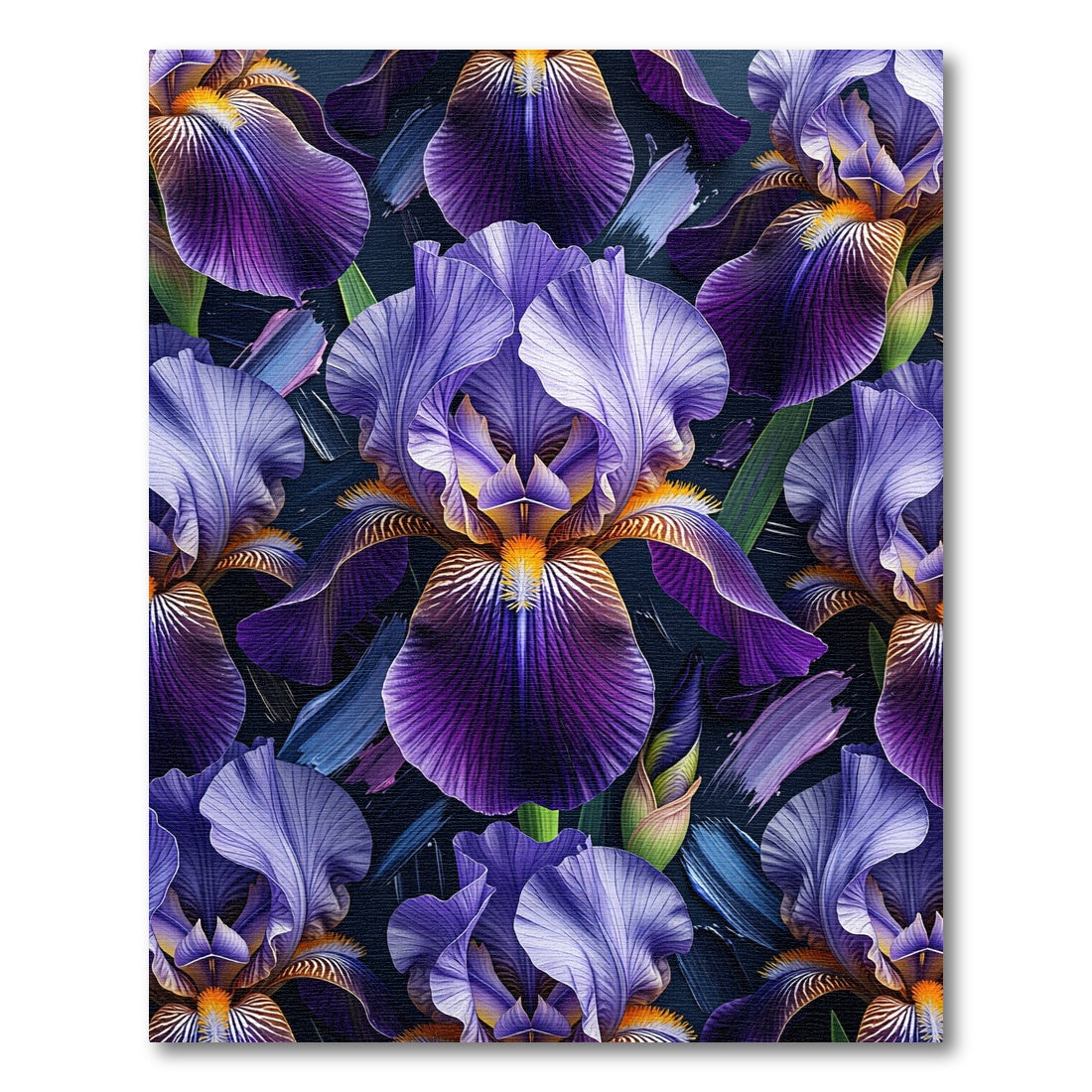 Vibrant Purple Iris Floral Painterly Painting Rug