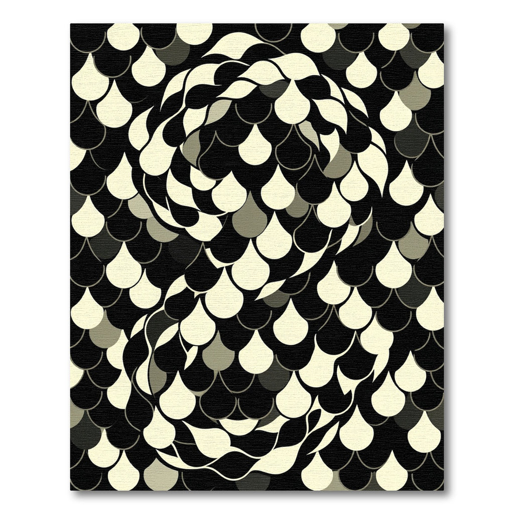 Monochrome Abstract Teardrop Geometric Swirl Rug