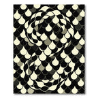 Monochrome Abstract Teardrop Geometric Swirl Rug