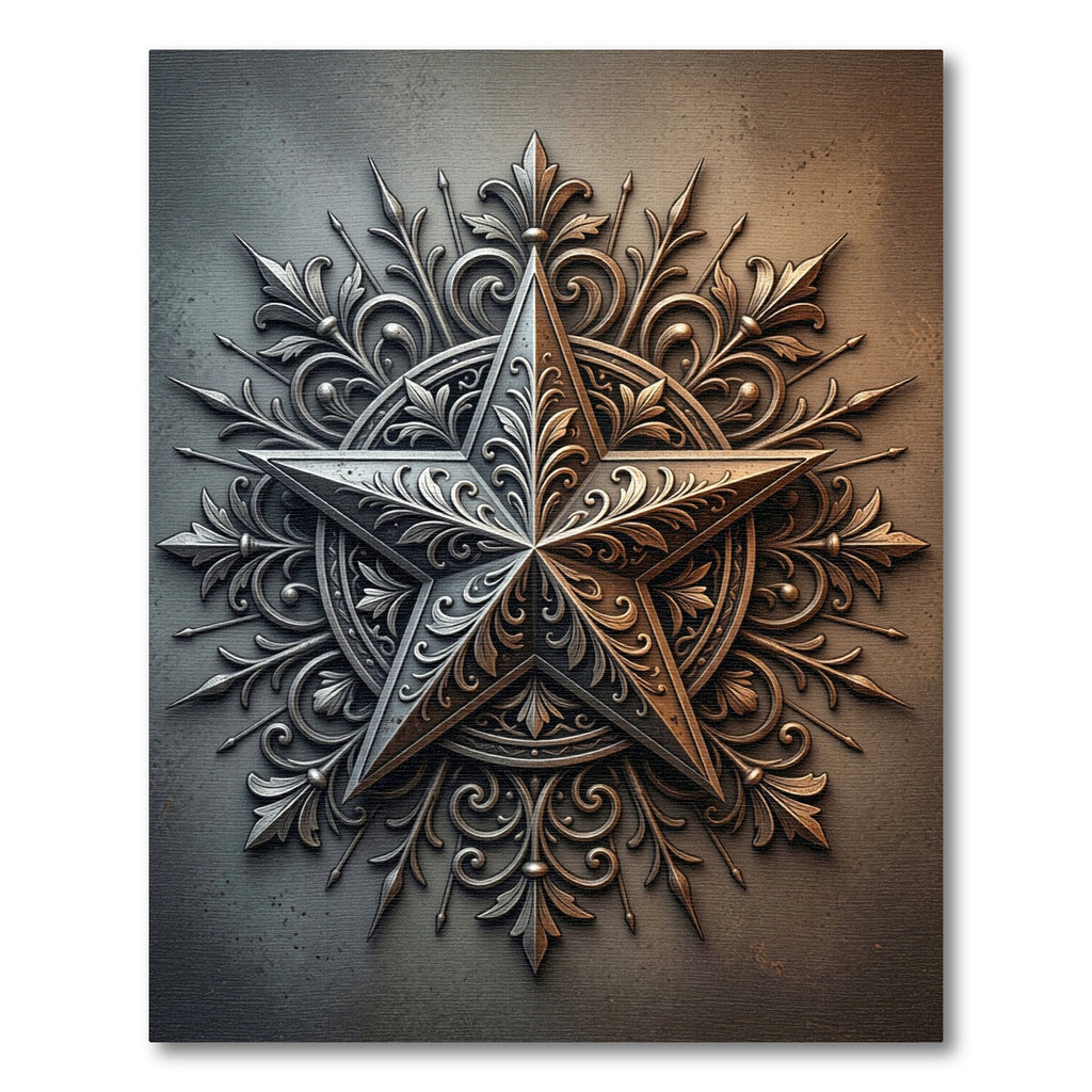 Ornate Metallic Silver Star Medallion Rug