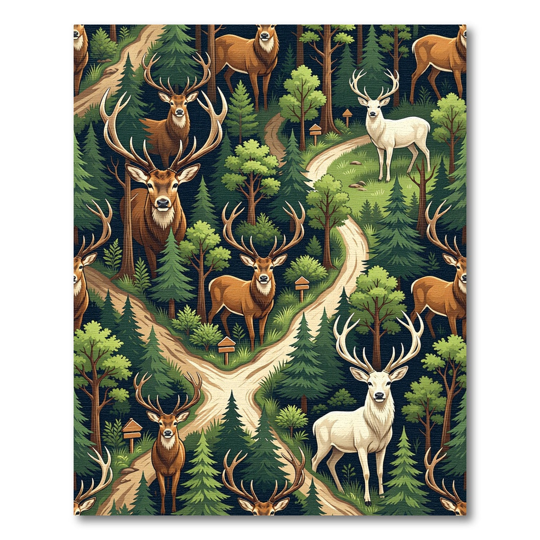 Majestic Forest Stag Wildlife Woodland Art Rug
