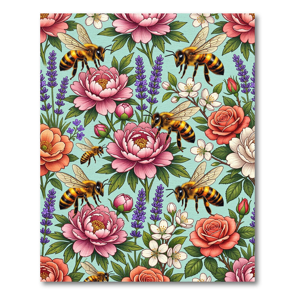 Breezy Aqua Peony Bee Garden Rug