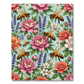 Breezy Aqua Peony Bee Garden Rug