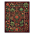 Ornate Crimson Botanical Grid Rug