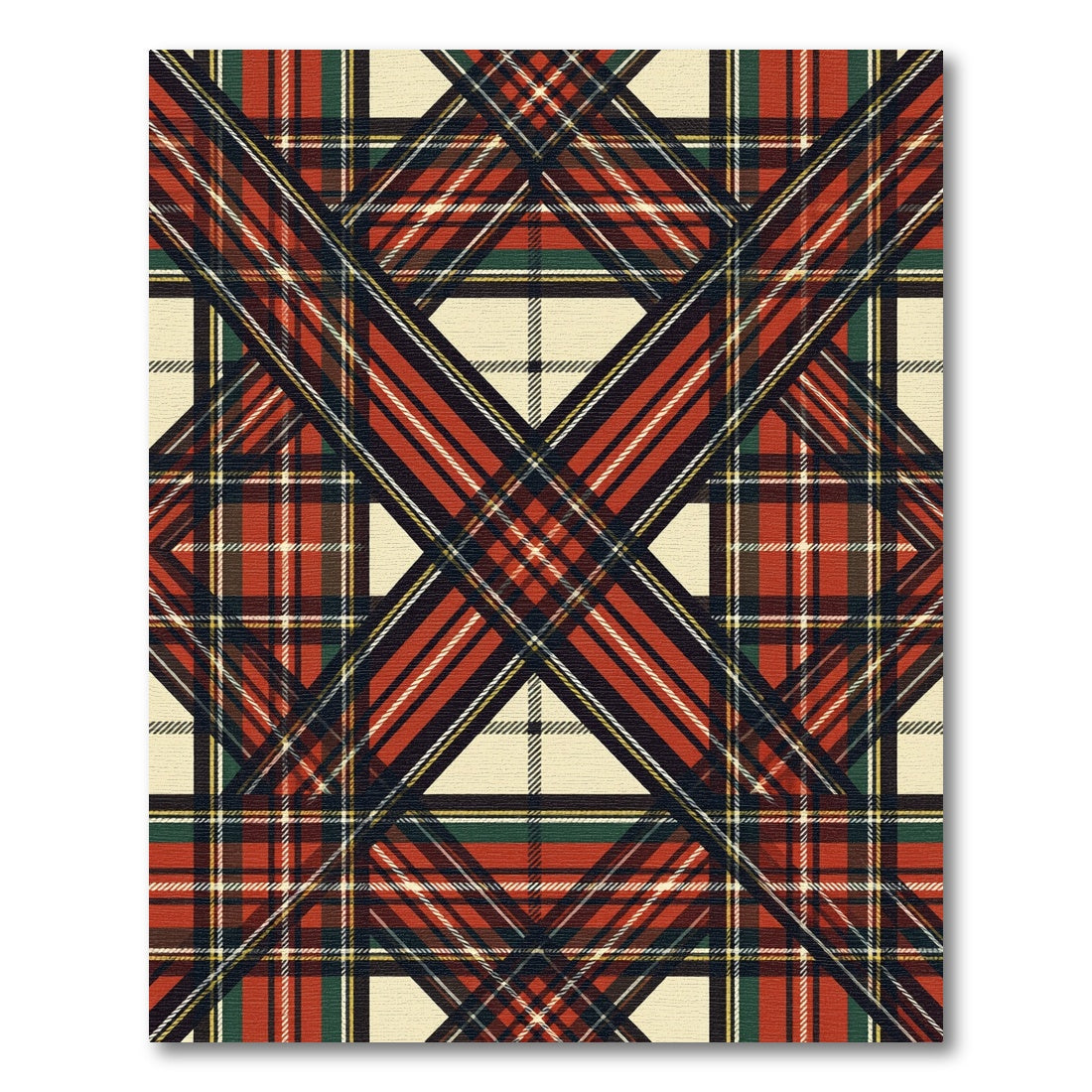 Crimson Red Plaid Intersecting Lines Rug
