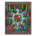 Vibrant Floral Garden with Exotic Birds Rug