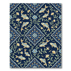 Aquatic Blue Floral Fish Medallion Rug