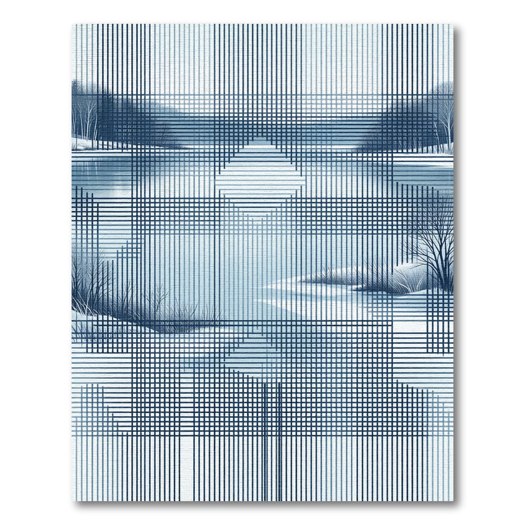 Indigo Winter Landscape Linear Rug