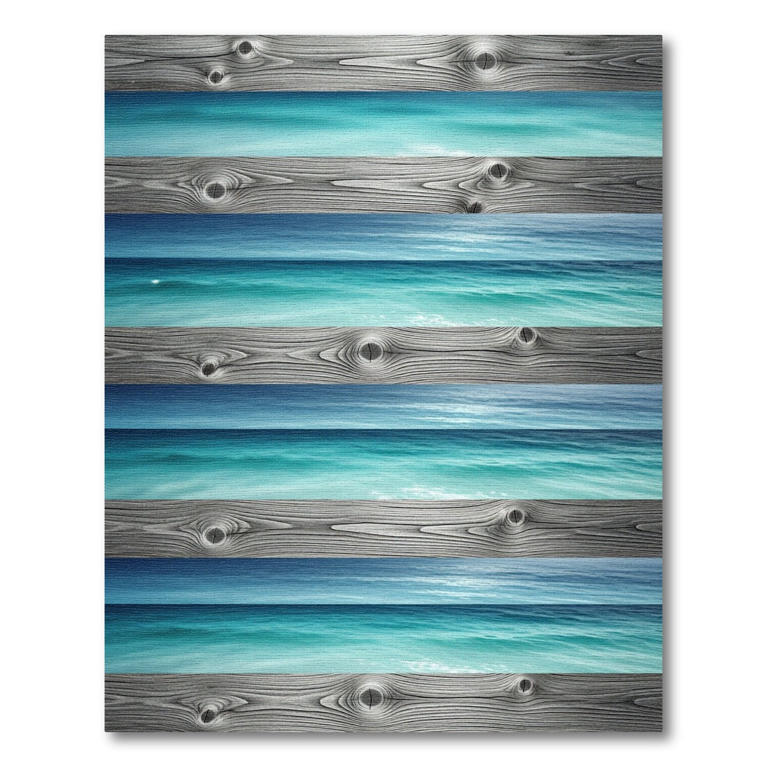 Coastal Nautical Driftwood Ocean Stripe Rug