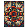 Vibrant Orange Poppy Floral Medallion Rug