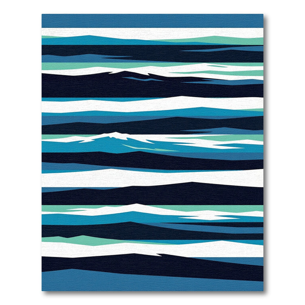 Abstract Navy and Teal Layered Wave Rug