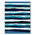 Abstract Navy and Teal Layered Wave Rug