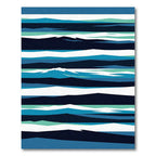 Abstract Navy and Teal Layered Wave Rug