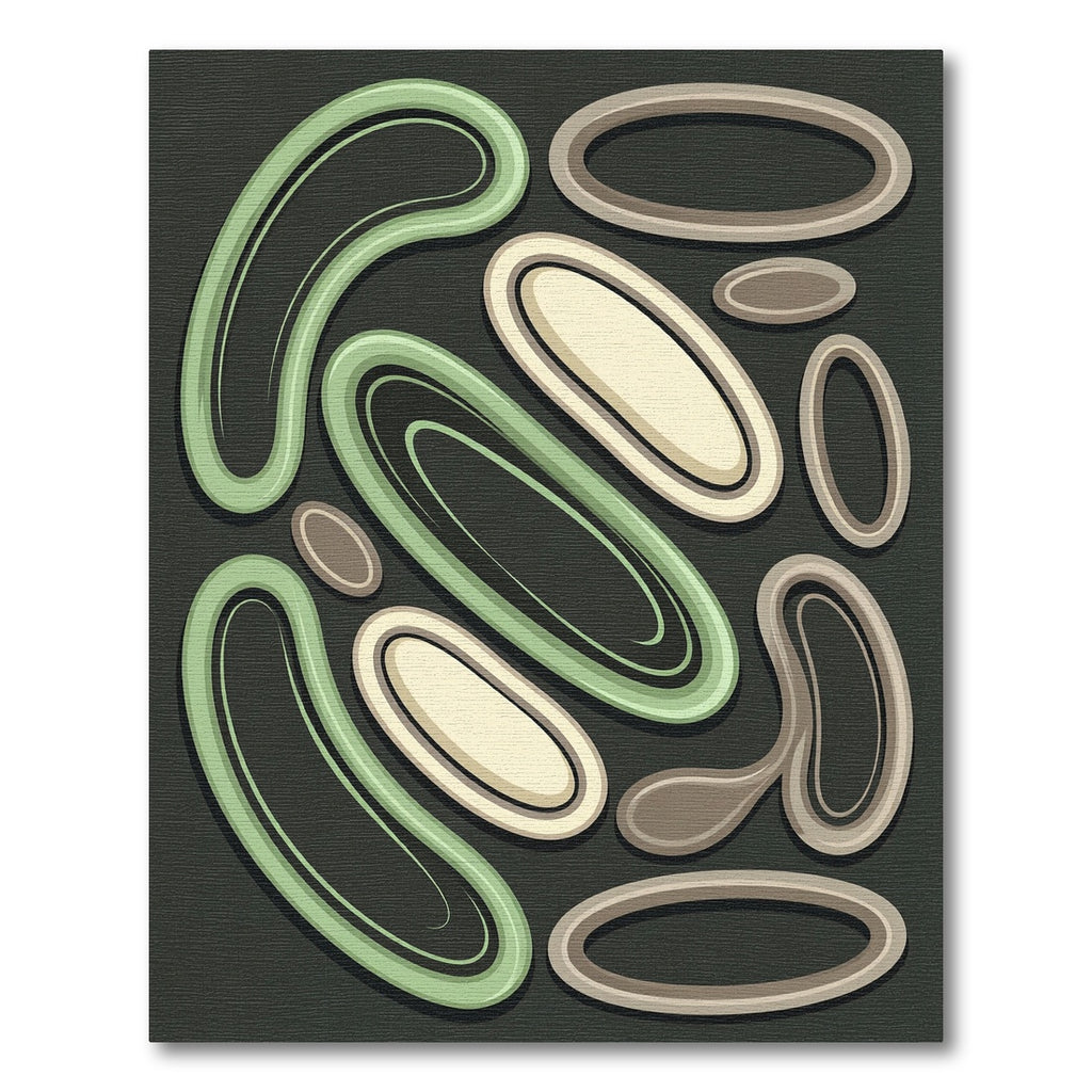 Mid Century Organic Sage Oval Abstract Rug