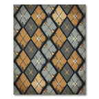 Gold Grey Diamond Argyle Texture Rug