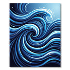 Deep Blue Swirl Wave Graphic Rug