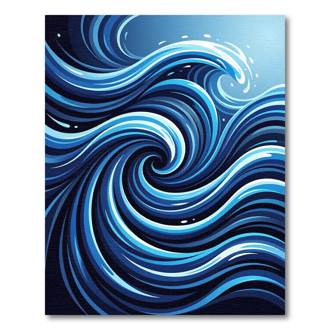 Deep Blue Swirl Wave Graphic Rug
