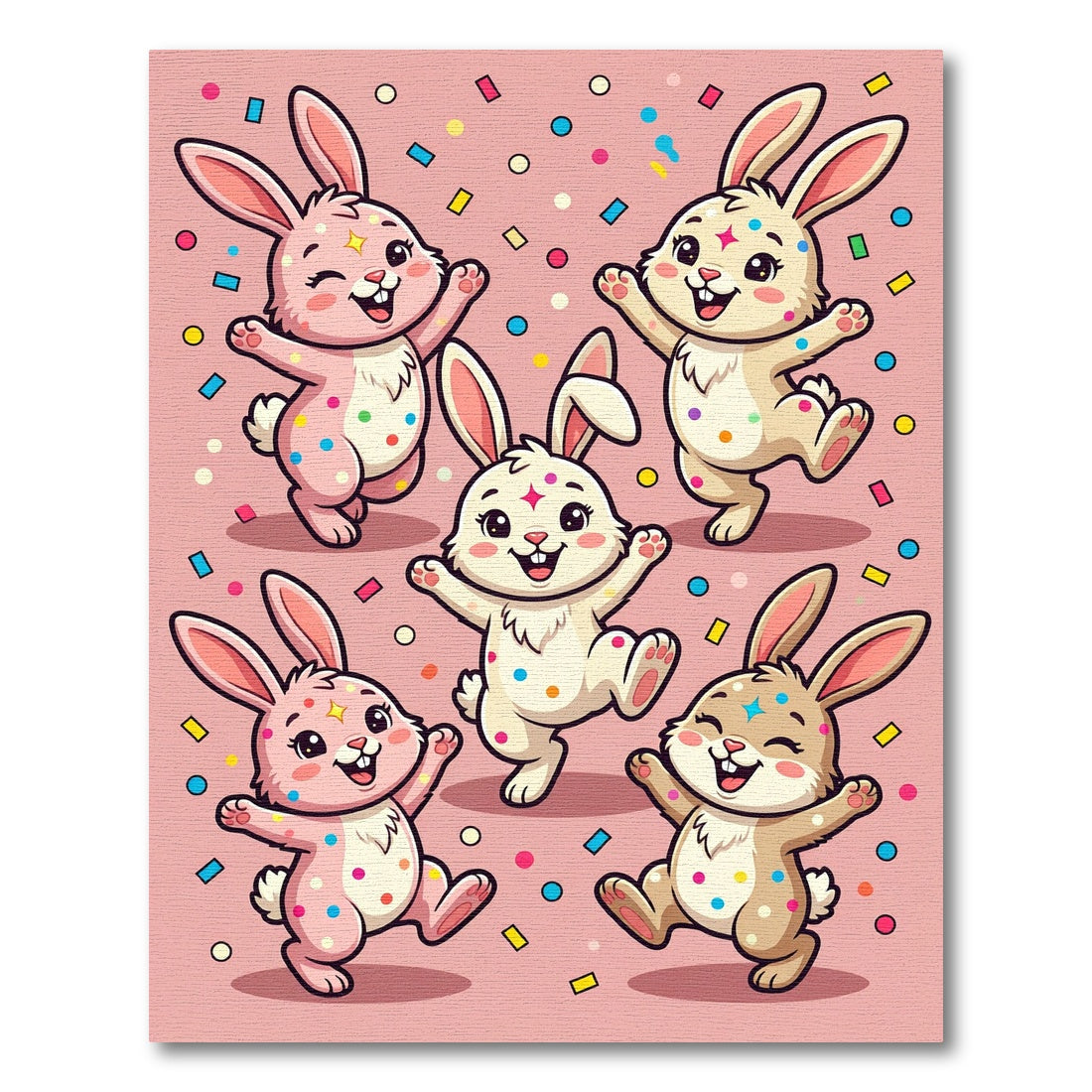 Whimsical Pink Confetti Easter Bunny Play Rug