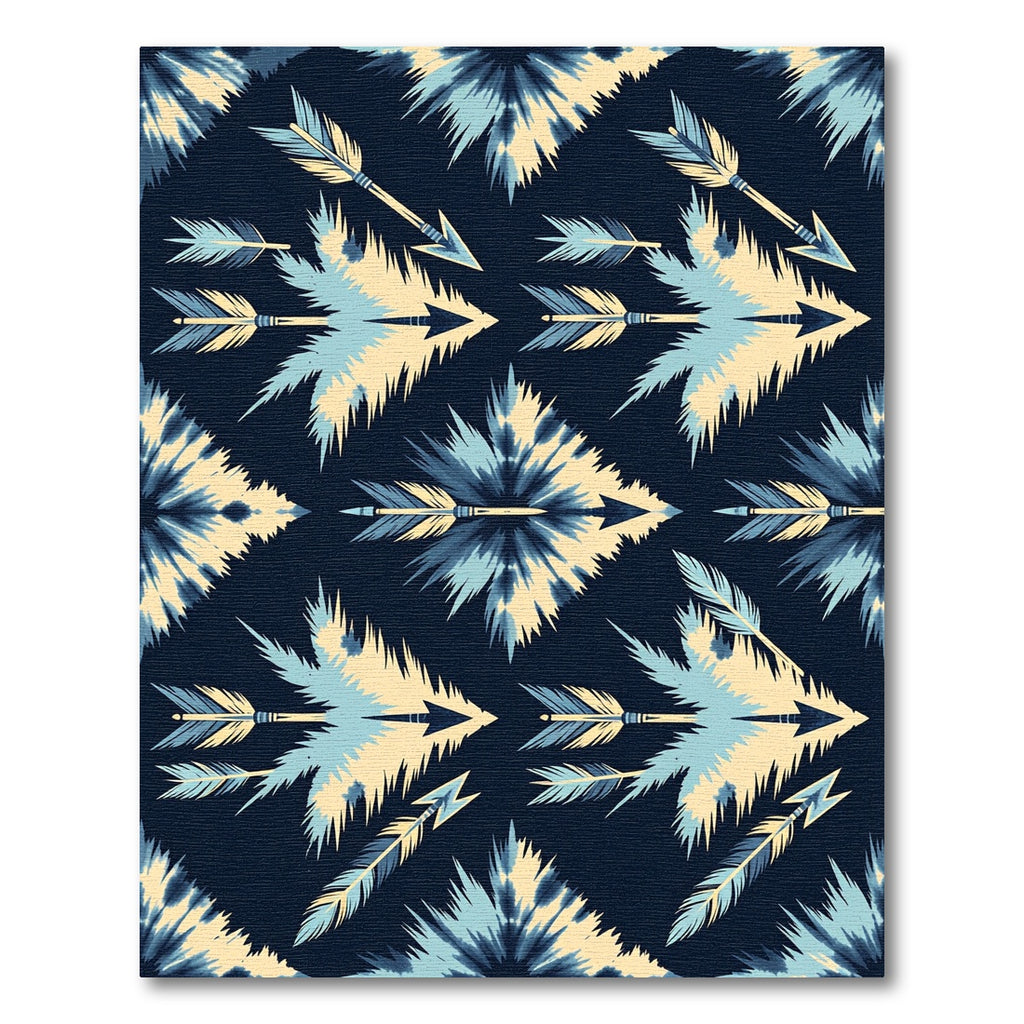 Indigo Tie Dye Boho Arrow Medallion Rug
