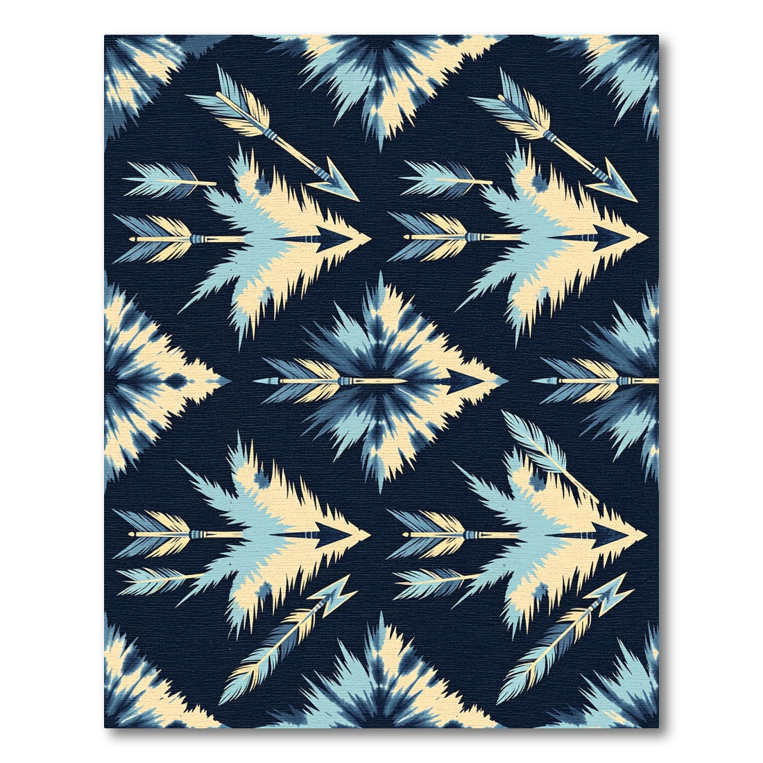 Indigo Tie Dye Boho Arrow Medallion Rug
