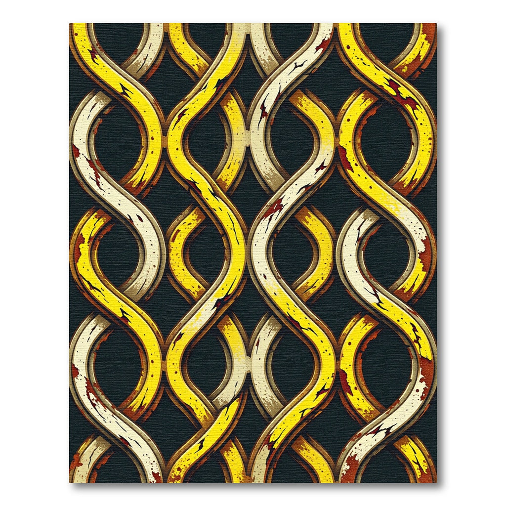 Gold Cream Interlocking Swirl Abstract Rug