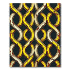 Gold Cream Interlocking Swirl Abstract Rug