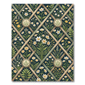 Dark Botanical Chamomile Trellis Lattice Rug