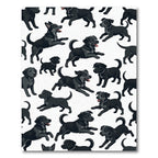 Playful Black Puppy Scattered Illustration Rug