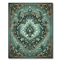 Antique Teal and Gold Acanthus Scroll Rug