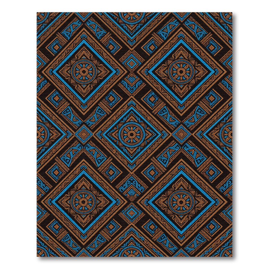 Geometric Indigo Amber Diamond Medallion Rug