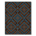 Geometric Indigo Amber Diamond Medallion Rug