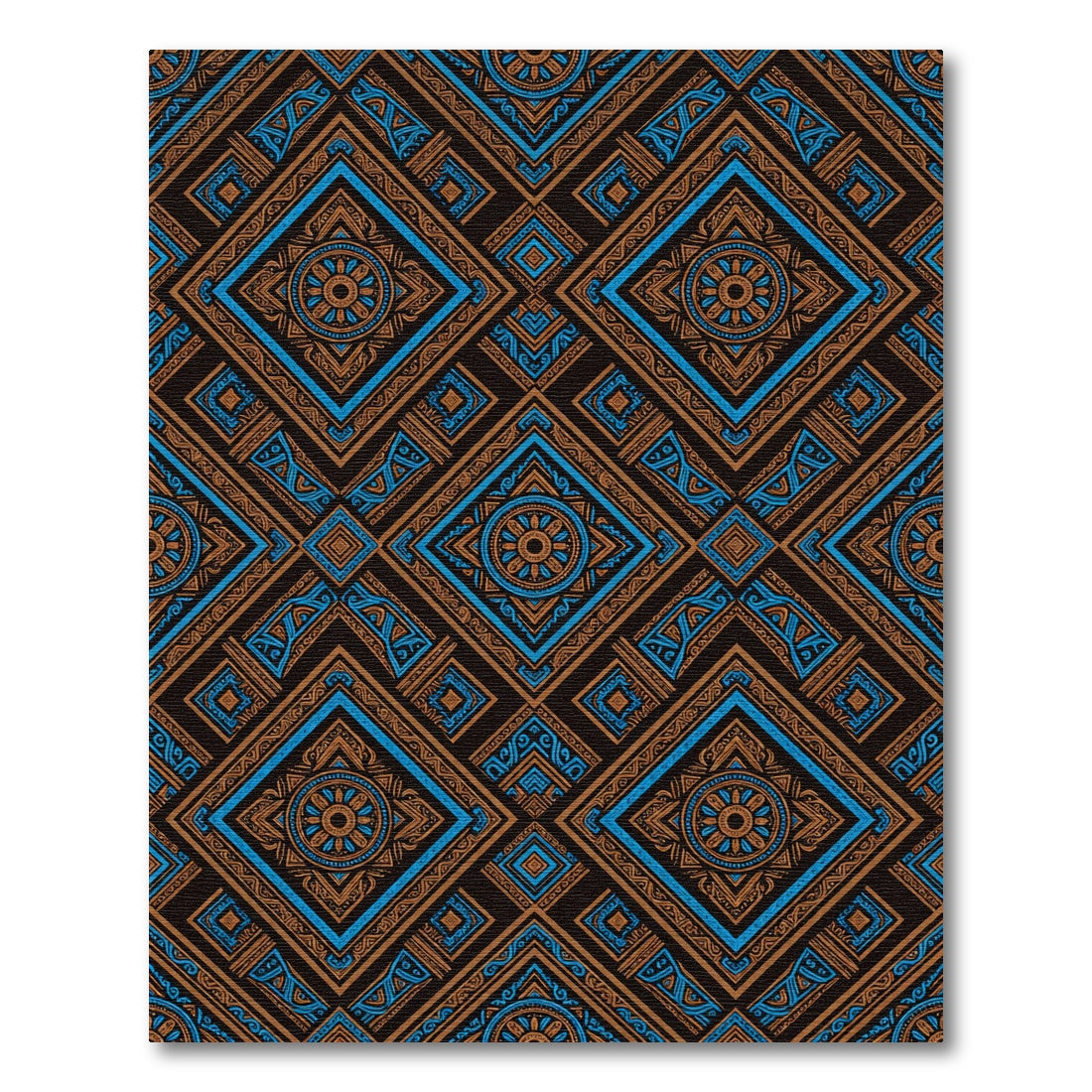 Geometric Indigo Amber Diamond Medallion Rug