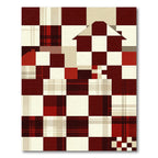 Modern Geometric Burgundy Checkered House Rug