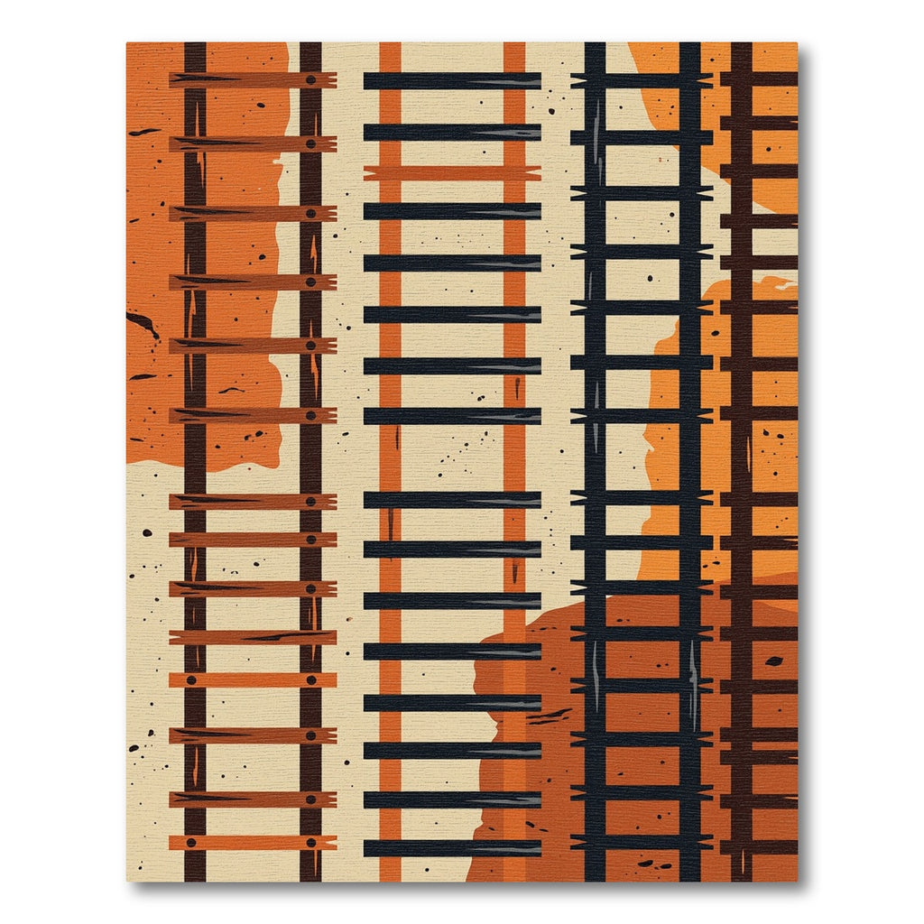 Modern Earthy Tone Railway Abstract Rug
