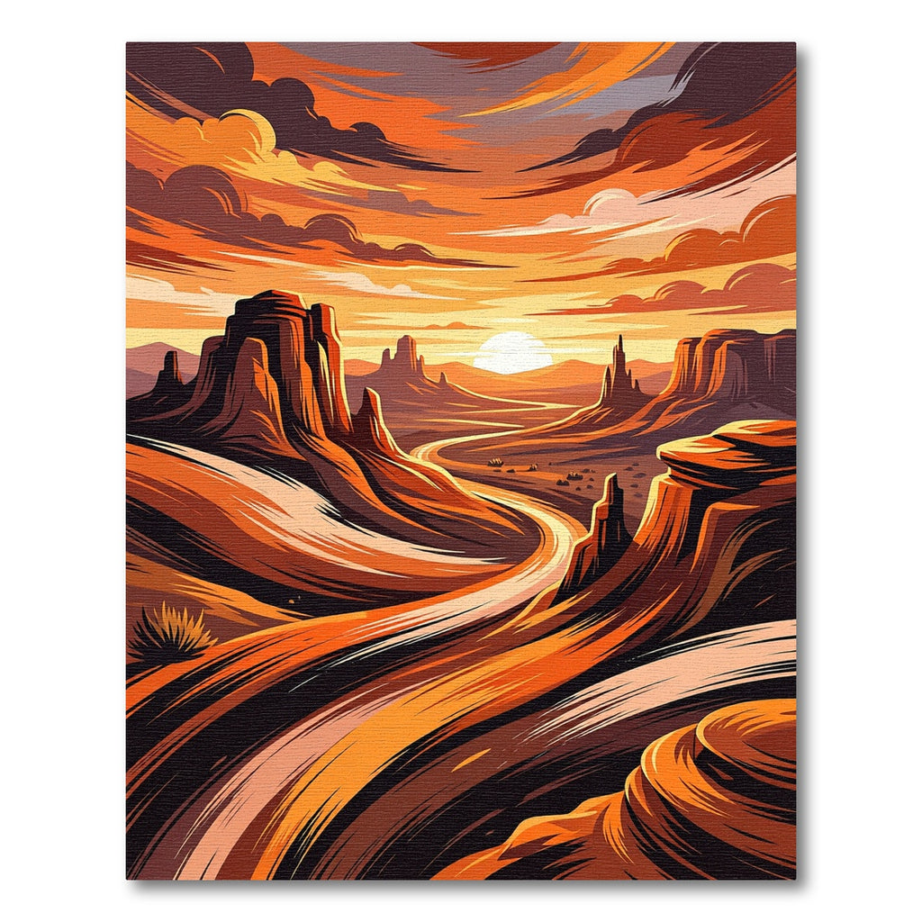 Warm Canyon Sunset Scenic Panorama Rug