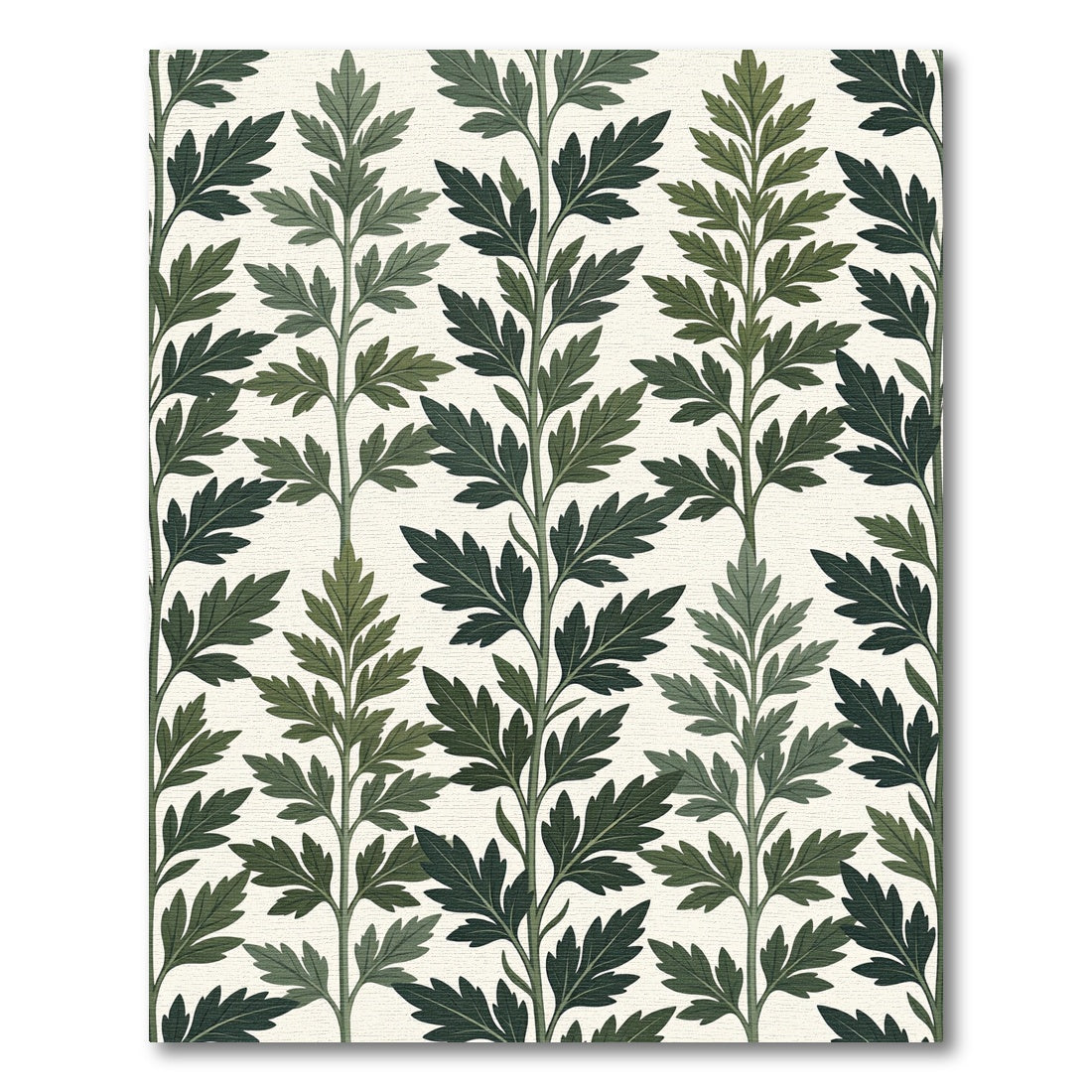 Sage Green Botanical Fern Leaf Rug