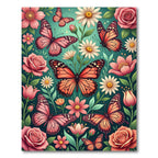 Coral Butterflies Pink Flowers Garden Rug