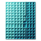 Modern Geometric Teal Grid Texture Rug