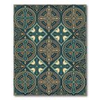 Emerald Teal Cross Medallion Pattern Rug