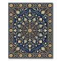 Golden Floral Medallion Navy Foliage Rug
