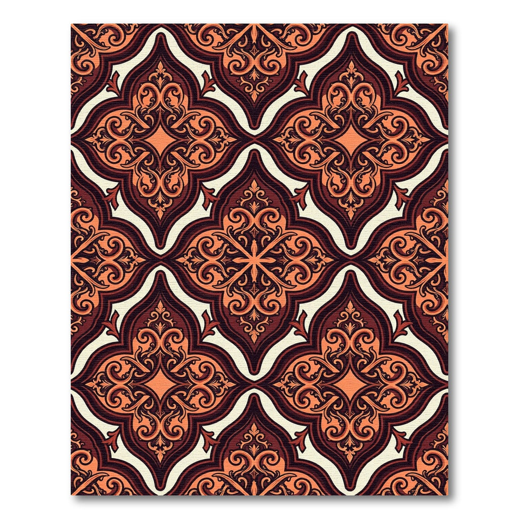 Rich Amber Arabesque Scrollwork Rug