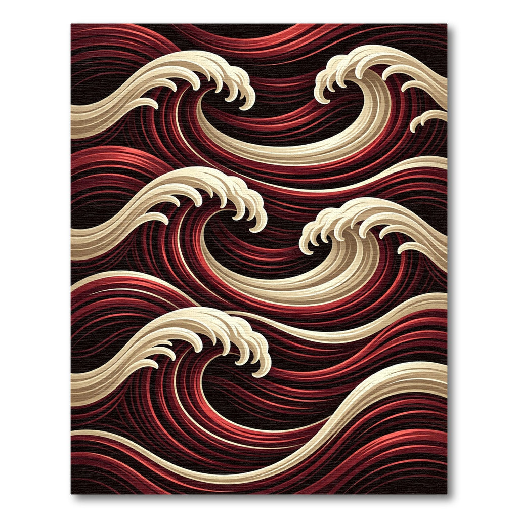 Crimson Cream Dynamic Wave Flow Rug